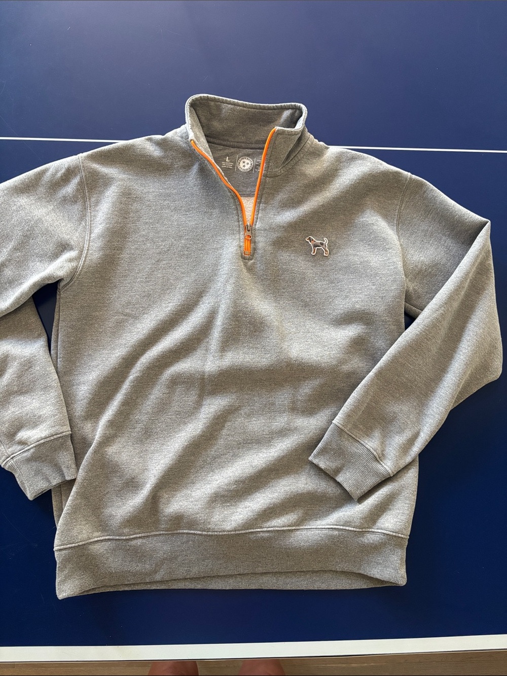UTK Vols (L) Men's Gray Quarter-Zip Pullover Sweater with Orange Trim